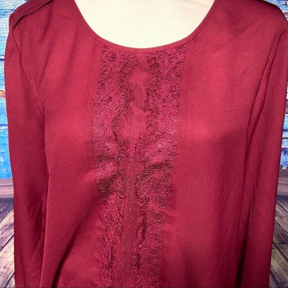 Loft outlet maroon lightweight sheer top medium - Picture 2 of 5